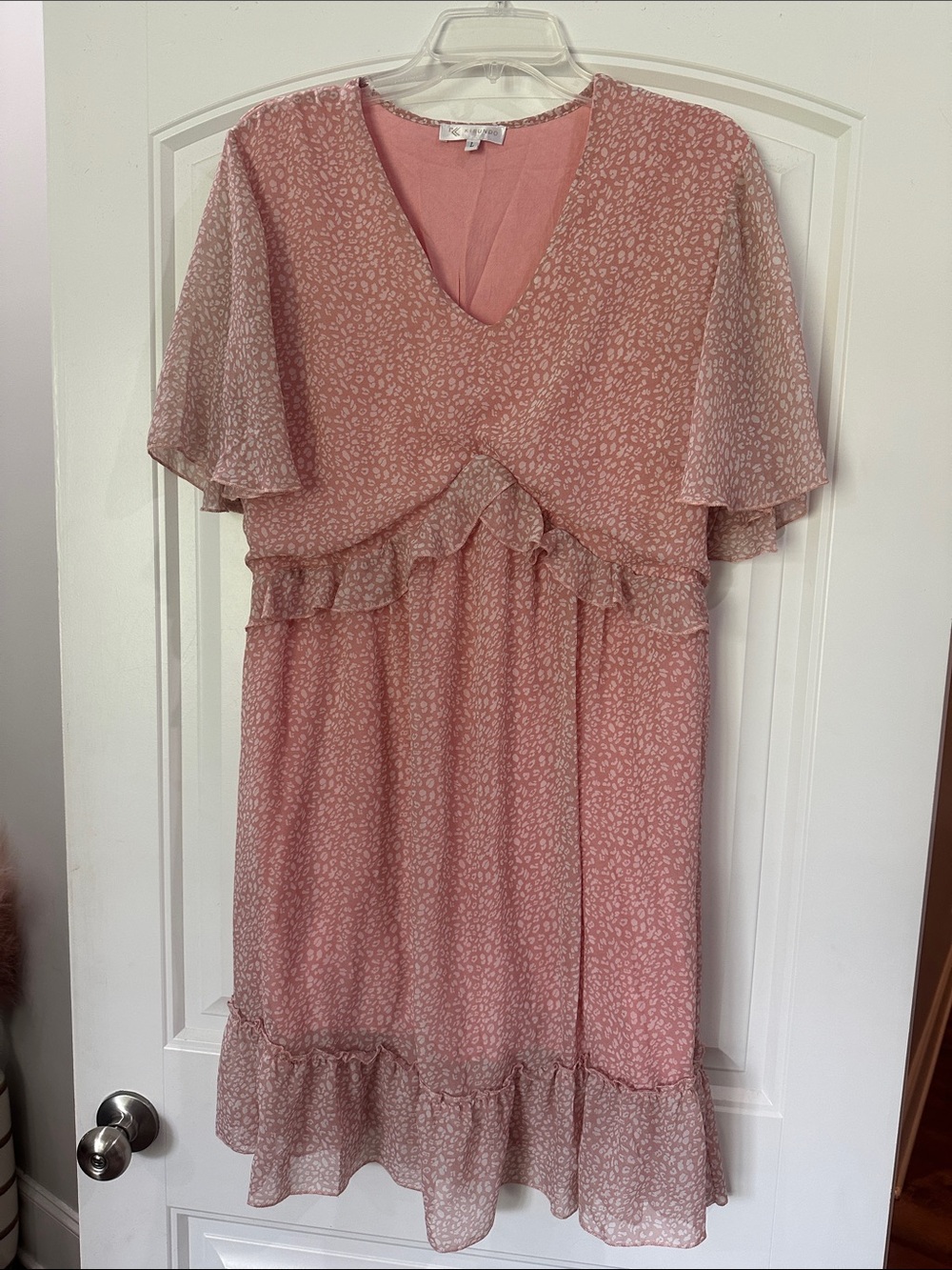 Girls' Dusty Rose Floral Ruffle Casual Dress